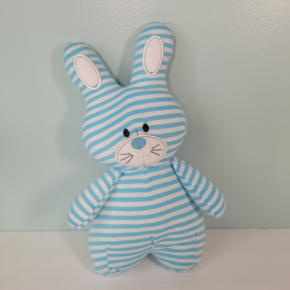 Ganz Bright Stripes Bunny Easter Blue White 11" Fabric Rabbit Rare HTF HE10031